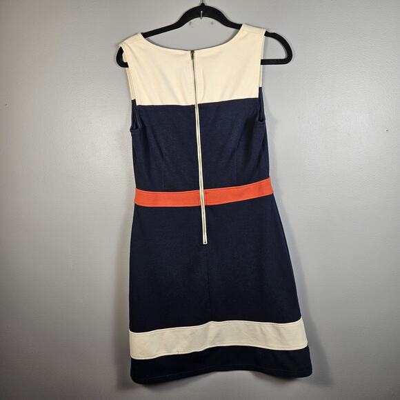 41 Hawthorn A Line Dress Blue White ColorBlock Stretch Lined Zip Womens Medium - Picture 2 of 6